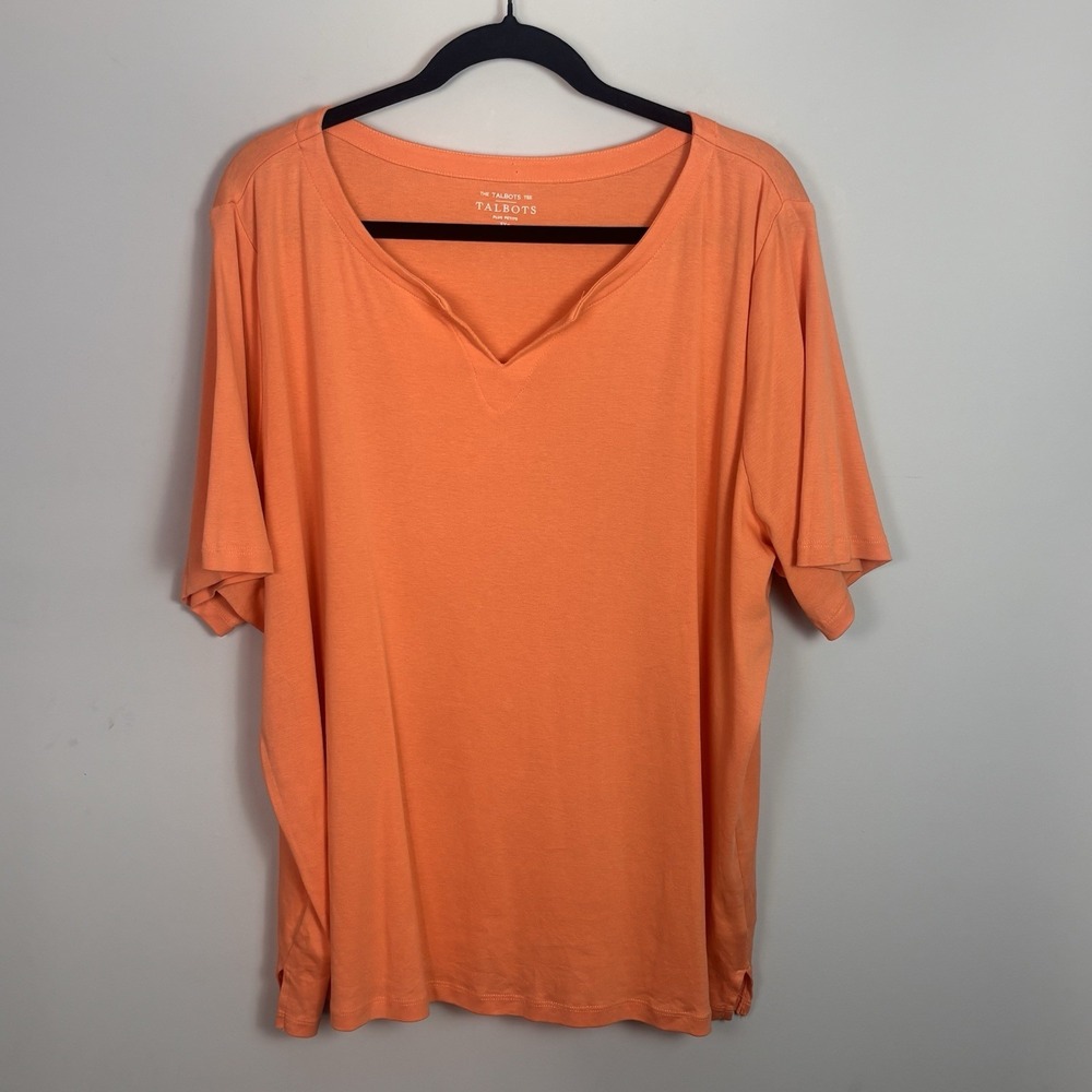 The Talbots Tee Womens Orange 100% Pima Cotton Short Sleeve Tee size Petite 3X